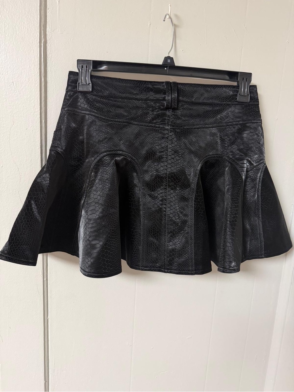 Akira Black Faux-Leather Flared Mini Skirt